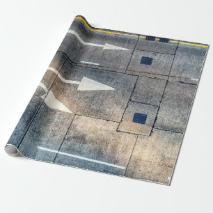Papel De Presente Estrada concreta com direções de seta pintada