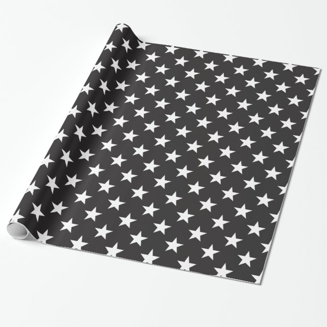 Papel De Presente Estrela 1 Preta e Branca (Desenrolado)