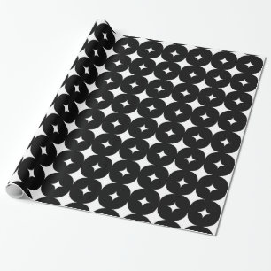 Papel De Presente Estrela 7 preto e branco