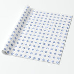 Papel De Presente Estrela Azul de David em Branco<br><div class="desc">Papel de enrolamento com um padrão azul de estrela de David (Magen David) sobre fundo branco. Personalizável. Perfeito para feriados judeus e ocasiões incluindo Chanucá (Chanukah),  Bar Mitzvah ou Bat Mitzvah.</div>