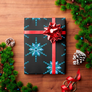 Papel De Presente Estrela Azul de Natal no Natal Negro