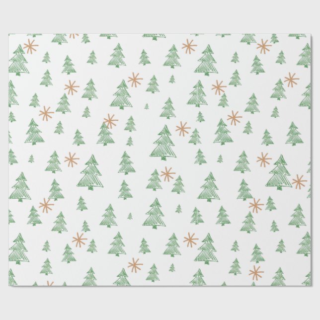 Papel De Presente Estrela de Árvore de Pinheiro de Inverno Moderna (Aberto)