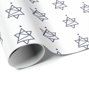 Papel De Presente Estrela de Davi da Árvore de Natal