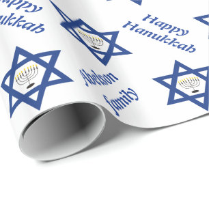 Papel De Presente Estrela de David & chanukiah Feriado de Hanukkah a