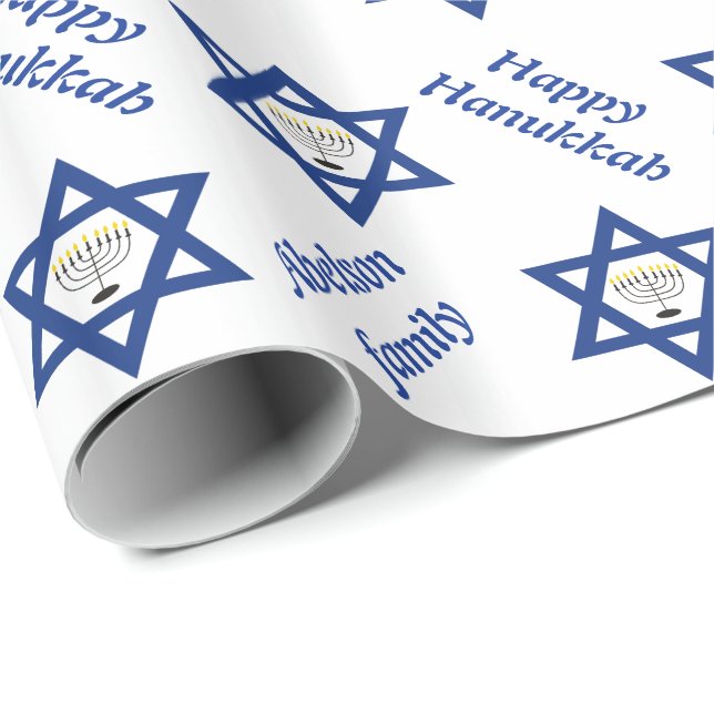 Papel De Presente Estrela de David & chanukiah Feriado de Hanukkah a (Ponta do rolo)