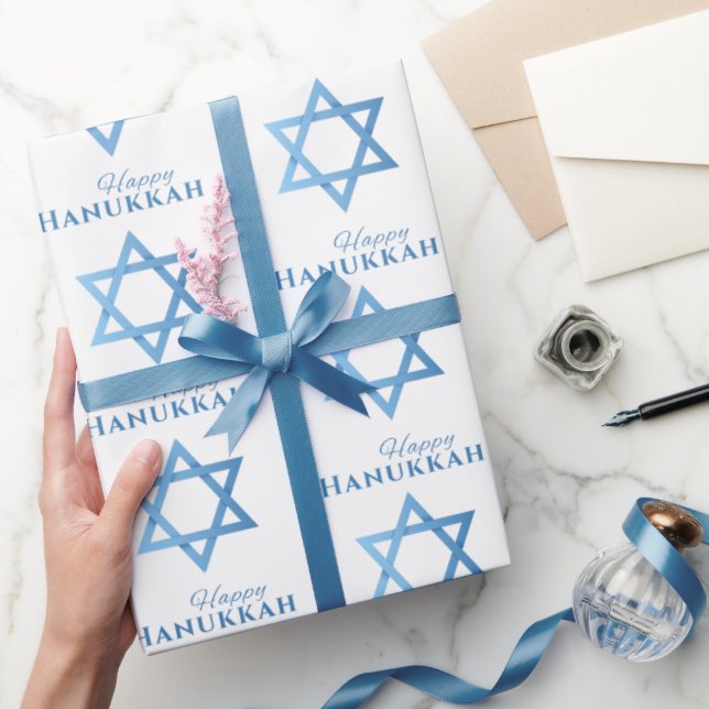 Papel De Presente Estrela de David Happy Hanukkah - Padrão sem rumo (Presentear)