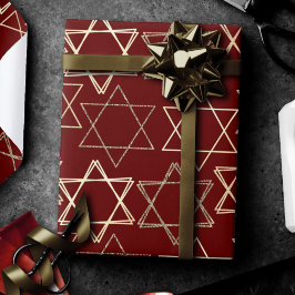 Papel De Presente Estrela de David Pattern | Moderno de Dourado em V