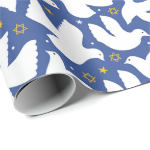 Papel De Presente Estrela de Dove Azul de David Hanukkah