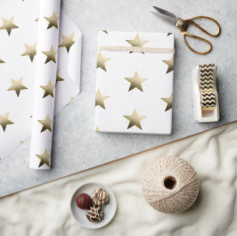 Papel De Presente Estrela de Ouro Elegante com Minimalista Delicado 