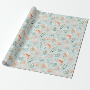 Papel de Presente Estrela-do-Mar Água-Marinha Aqua