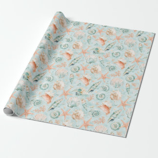 Papel de Presente Estrela-do-Mar Água-Marinha Aqua