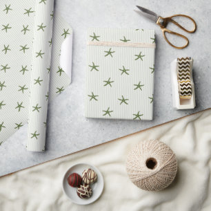 Papel De Presente Estrela-do-Mar Costeira & Faixa Mediterrâneo Oliva