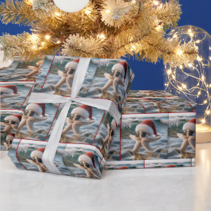 Papel De Presente Estrela-do-mar de Natal no Oceano