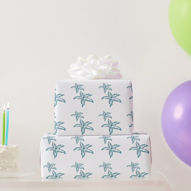 Papel De Presente Estrela-do-mar Turquesa (Presentes para festas)