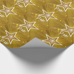 Papel De Presente Estrela Dourado do impressão da estrela! texto