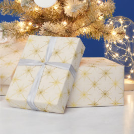 Papel De Presente Estrela Explosiva Atômica Dourada Festa Retro