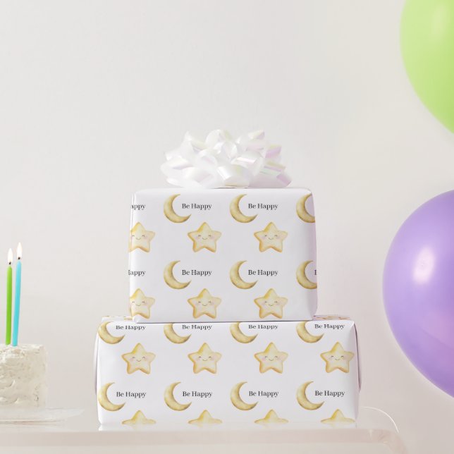 Papel De Presente Estrela Feliz de Aniversário (Presentes para festas)