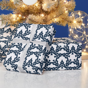 Papel De Presente Estrela Geométrica Azul Moderna Personalizada