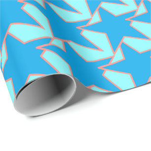 Papel De Presente Estrela Geométrica Moderna - coral e bege