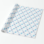 Papel De Presente Estrela Judaica de David Pattern<br><div class="desc">Um design clássico,  este delicioso papel de embrulhamento de temas judeus é perfeito para Chanucá. Apresentando diferentes tons de estrelas azuis de padrões David em um fundo branco,  faça seu pedido hoje mesmo! Trabalho de arte criado por: AMBilustrações http://www.etsy.com/shop/AMBillustrations/</div>