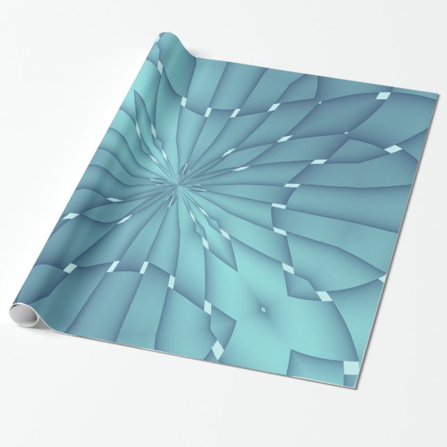Papel De Presente Estrela Metálica Azul e Turquesa (Desenrolado)