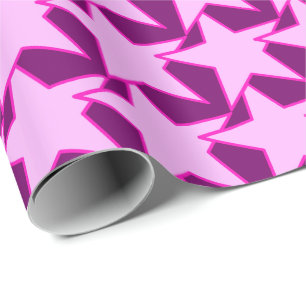 Papel De Presente Estrela moderna geométrica - roxo cor-de-rosa e