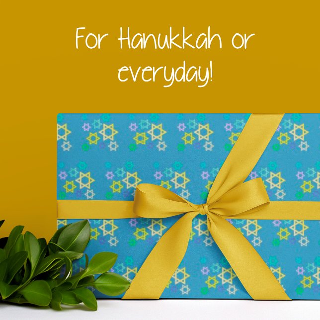 Papel De Presente Estrela multicolorido contemporânea de tendências  (Beautiful multicolor Stars of David gift wrap.)