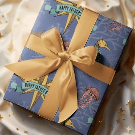 Papel De Presente Estrela Náutica marinho Sob Animais do Oceano Marí