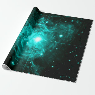 Papel De Presente Estrela Turquesa Verde-azulado