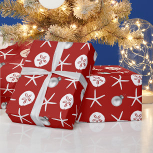 Papel De Presente Estrela Vermelha Dólar de Areia Natal Tropical