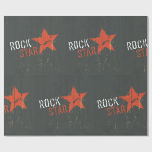 Papel De Presente Estrela Vermelha Grunge de Astro do Rock Angustiad