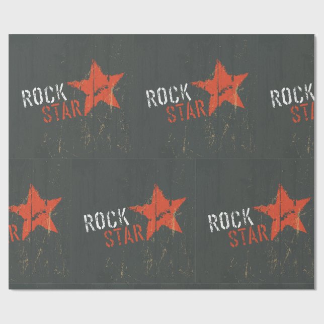 Papel De Presente Estrela Vermelha Grunge de Astro do Rock Angustiad (Aberto)