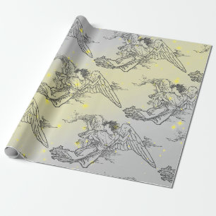 PAPEL DE PRESENTE ESTRELAS AMARELAS E ÂNGULOS DE VOO