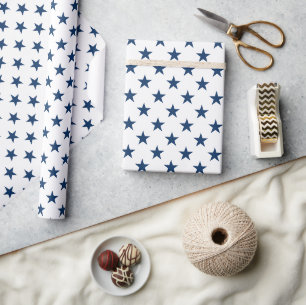 Papel De Presente Estrelas Azuis Patrióticas Americanas