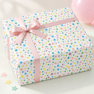 Papel De Presente Estrelas Coloridas Aniversário de Crianças