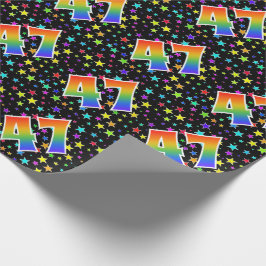 Papel De Presente Estrelas coloridas + padrão arco-íris "47" Evento 
