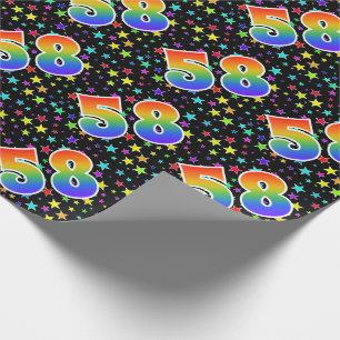 Papel De Presente Estrelas Coloridas + Padrão de Arco-íris Evento "5
