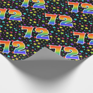 Papel De Presente Estrelas Coloridas + Padrão de Arco-íris Evento "7