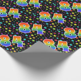 Papel De Presente Estrelas Coloridas + Padrão de Arco-íris Evento "8
