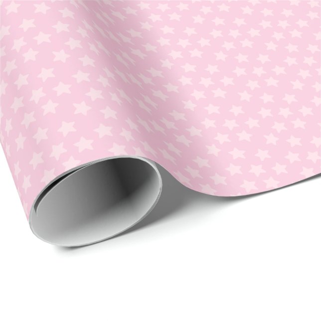 Papel De Presente Estrelas Cor-de-Rosa Lançadas (Ponta do rolo)