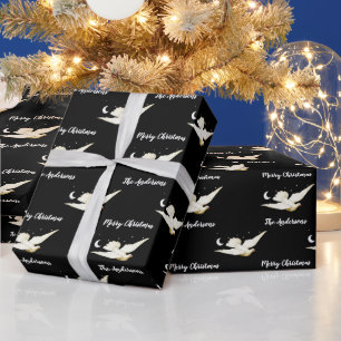 Papel De Presente Estrelas da Pomba Branca Lua Feliz Natal Seu Nome
