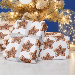 Papel De Presente Estrelas de Biscoito de Natal
