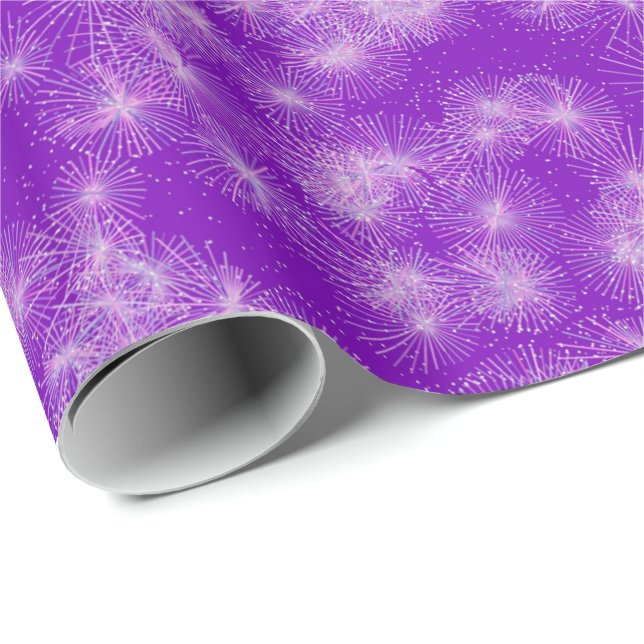 Papel De Presente Estrelas de cristal gelado - roxo profundo (Ponta do rolo)