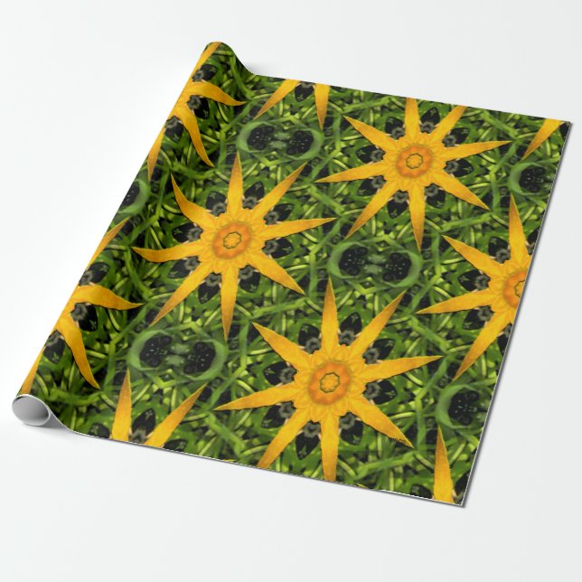 Papel De Presente Estrelas de Flor de Esquadrão... (Desenrolado)