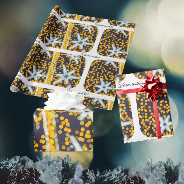 Papel De Presente Estrelas de Natal amarelas azuis (Criador carregado)
