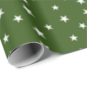 Papel De Presente Estrelas de Natal Flexíveis e Verdes