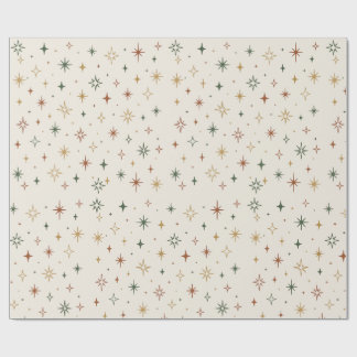 Papel De Presente Estrelas de Natal & Padrão de Brilhos			
