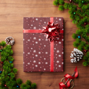Papel De Presente Estrelas de Natal Vermelho Brilhantes