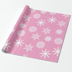 Papel De Presente Estrelas de Neve Rosa Festivas de Natal de Natal