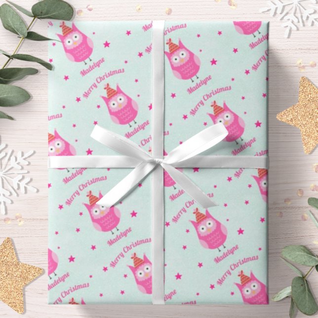 Papel De Presente Estrelas de Neve Rosa-Rosa-Friso-Friso-Fritas-Frit (Criador carregado)